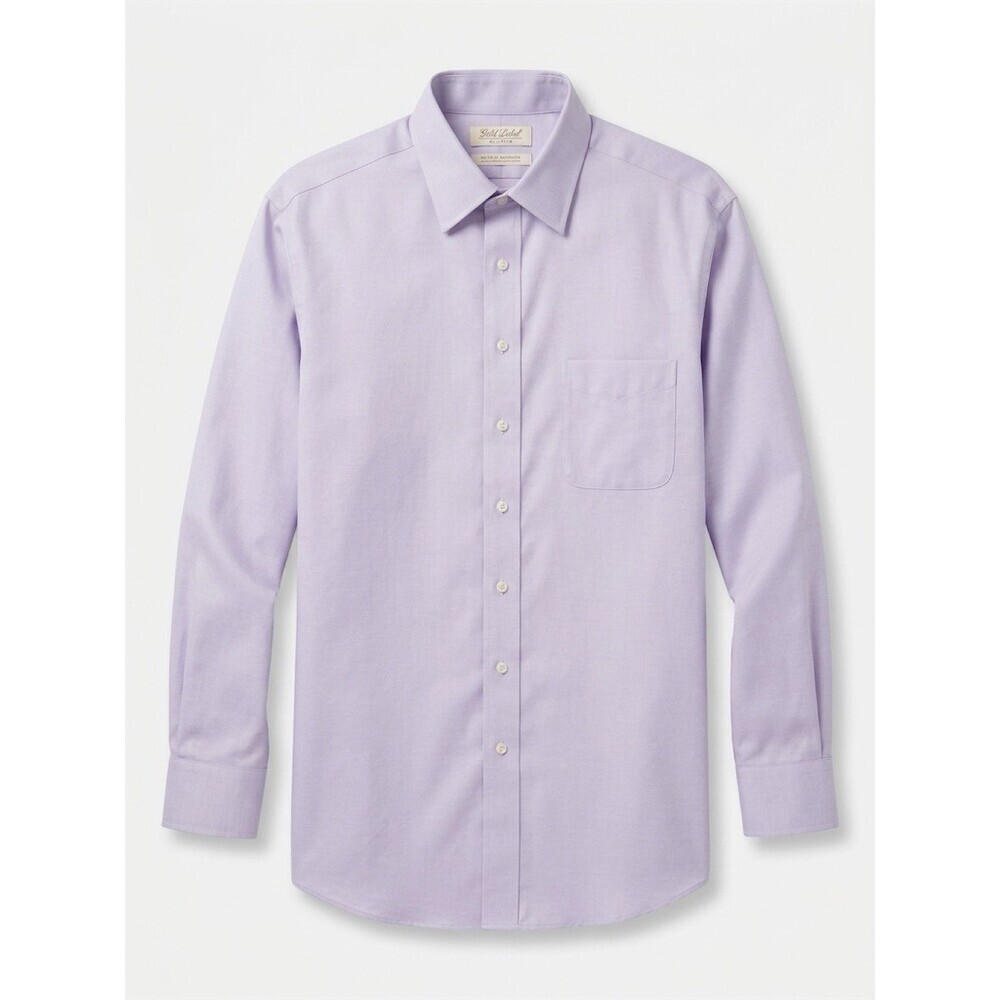 Roundtree & Yorke Dress Shirt Mens 17.5 34/35 Purple Slim Button-Down - Picture 4 of 8